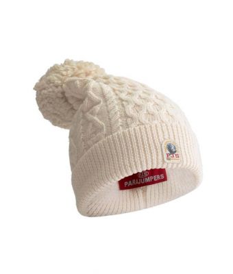 Parajumpers_Dames_Muts_PJS_logo___Aran_pom_pom_hat__Off_White