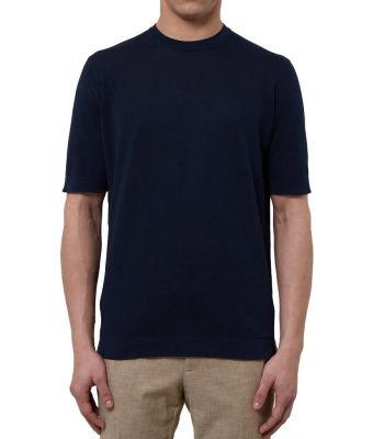 Filippo_De_Laurentiis_luxury_knitwear_shirt_Blauw_donker