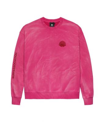New_Amsterdam_Surf_Association_Damaged_logo_crewneck_Fuchsia