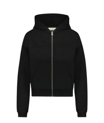 Flaneur_Embossed_Zip_up_Hoodie_Zwart