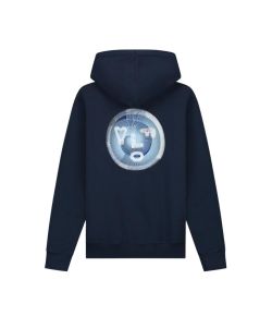 Olaf_Hussein_spiral_face_hoodie_Blauw_donker