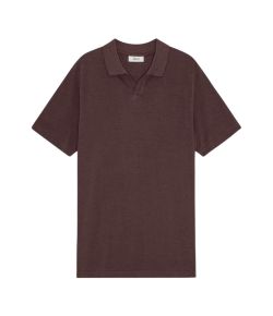 NN07_Paul_Open_Collar_Organic_Cotton_Polo_Bruin_donker