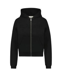 Flaneur_Embossed_Zip_up_Hoodie_Zwart