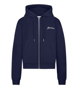Flaneur_Signature_Zip_Up_hoodie__Blauw_donker