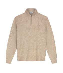 Olaf_Hussein_Signature_knitted_zip_mock_Zand