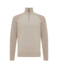 Genti_Zip_Turtle_Neck_Beige