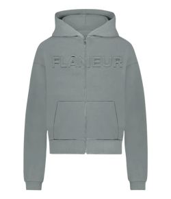 Flaneur_Embossed_Zip_up_Hoodie_Blauw_grijs