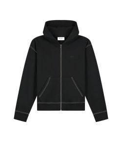 Olaf_Hussein_Zip_Hoodie_Contrast_Signature_Zwart