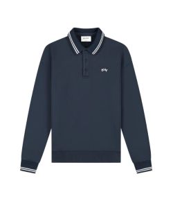 Olaf_Hussein_Polo_Tipping_Detail_Oversized_Blauw_donker