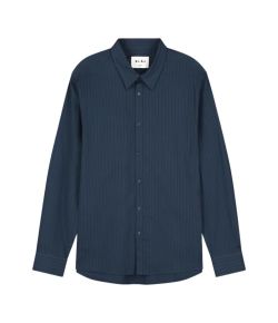 Olaf_Hussein_Shirt_Stitched_Striped_Relaxed_Blauw_donker