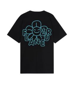 Flaneur_T_shirt_Happy_Flower_Zwart