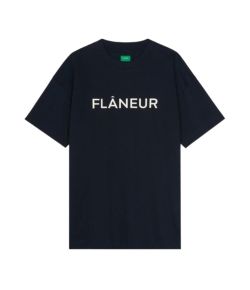 Flaneur_T_shirt_Printend_logo_Blauw_donker