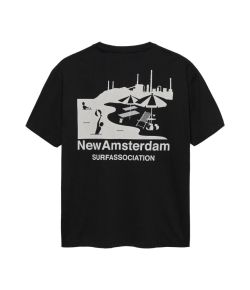New_Amsterdam_Surf_Association_Beach_sign_tee_black_Zwart