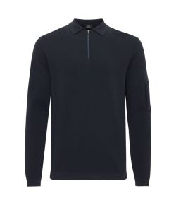 Genti_Polo_Zip_LS__Blauw_donker