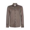 Xacus Knitted jersey tailor fit shirt Taupe