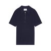 NN07  Hansie Ribbed Half Zip Polo Blauw mêlee