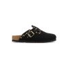 Birkenstock Boston Clogs Suede Rivet (narrow) Zwart