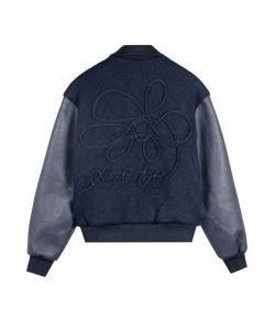 Arte_Antwerp_Embroidered_Flower_Varsity_Jacket_Blauw_donker