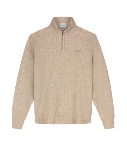 Olaf_Hussein_Signature_knitted_zip_mock_Zand