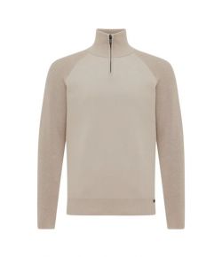 Genti_Zip_Turtle_Neck_Beige