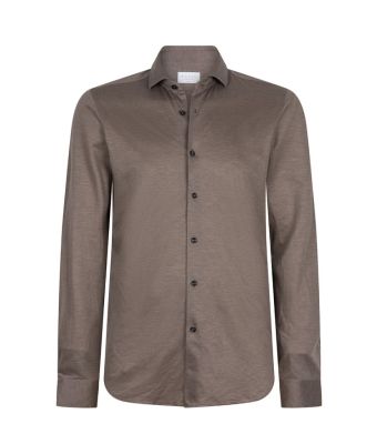 Xacus_Knitted_tailor_fit_shirt_Taupe