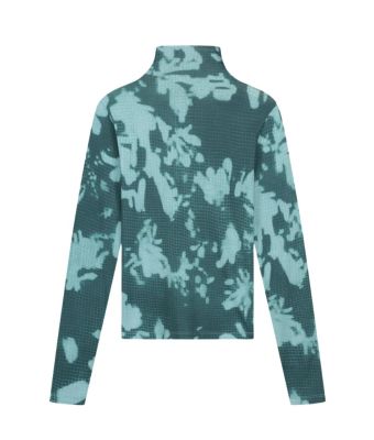 Olaf_Hussein_Floral_Mockneck_Longsleeve_Top_Blauw_petrol