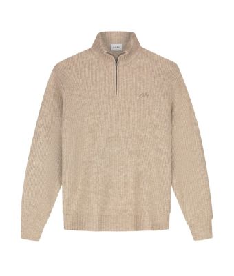 Olaf_Hussein_Signature_knitted_zip_mock_Zand