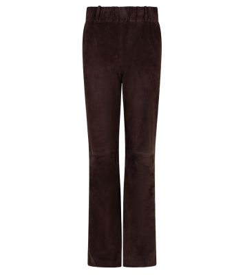 Ibana_Pienna_suede_pantalon_Bruin_donker