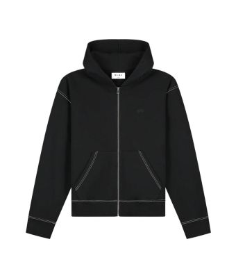 Olaf_Hussein_Zip_Hoodie_Contrast_Signature_Zwart