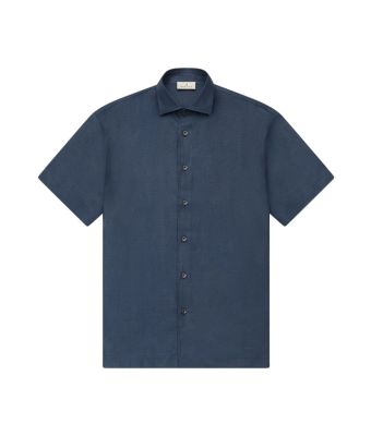 Valenza_Linen_Stretch_Shirt_S_S_Blauw_donker