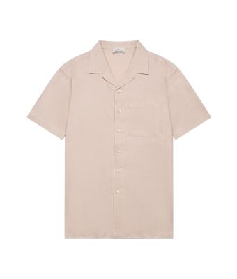 Valenza_Linen_strecth_bowling_shirt_S_S_Beige