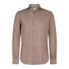 Xacus Washed linnen shirt tailor fit  Taupe
