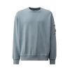 C. P. Company Brushed and Emerized Diagonal Fleece Lens Crew Neck Sweatshirt Blauw grijs