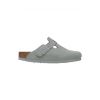 Birkenstock Boston Clogs Suede Leather (narrow) Groen grijs